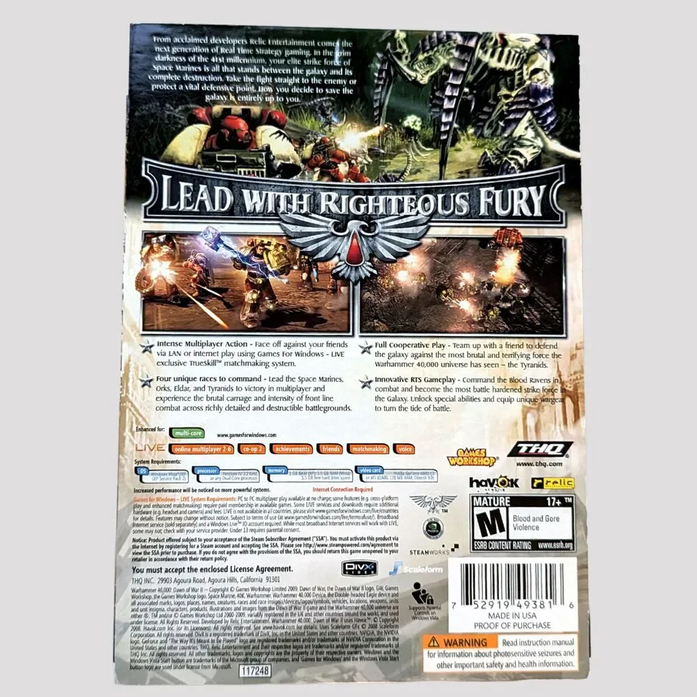 Warhammer 40K Dawn of War 1 & 2 PC Video Game Box Lot Strategy Set Collectible